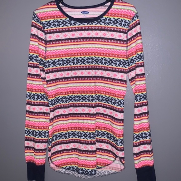 Old Navy Tops - Old navy brand. Very long shirt. Very bright & colorful long sleeve shirt.
